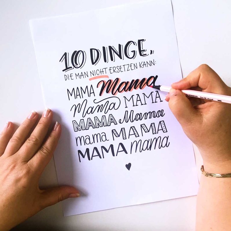 Handlettering Spruch für Muttertag Katja Haas PapierLiebe